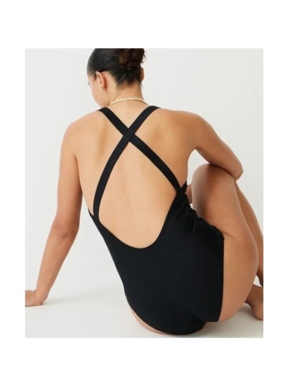 J. Crew Womens Vintage Black One-Piece Swimsuit With Crisscross Back Size 10